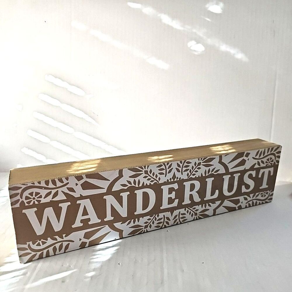Wanderlust Block Wood Sign Boho Bohemian